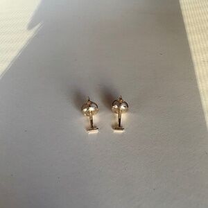 Automic Gold Small Line Earrings, 14k Yellow Gold